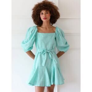 Mille Anais Dress in Green Stripe Belted‎ Size M NWT